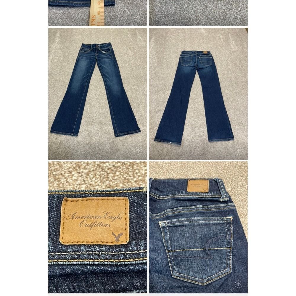 American Eagle womens slim bootcut jeans sz 00S low rise blue jeans retro Y2K